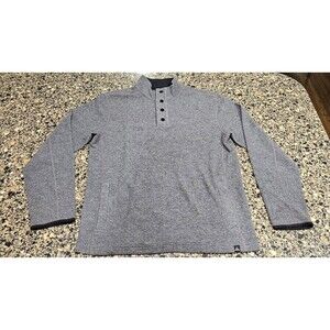 prAna Wool Blend 1/4 Snap Pullover Henley Sweater Pockets Gray Size Large